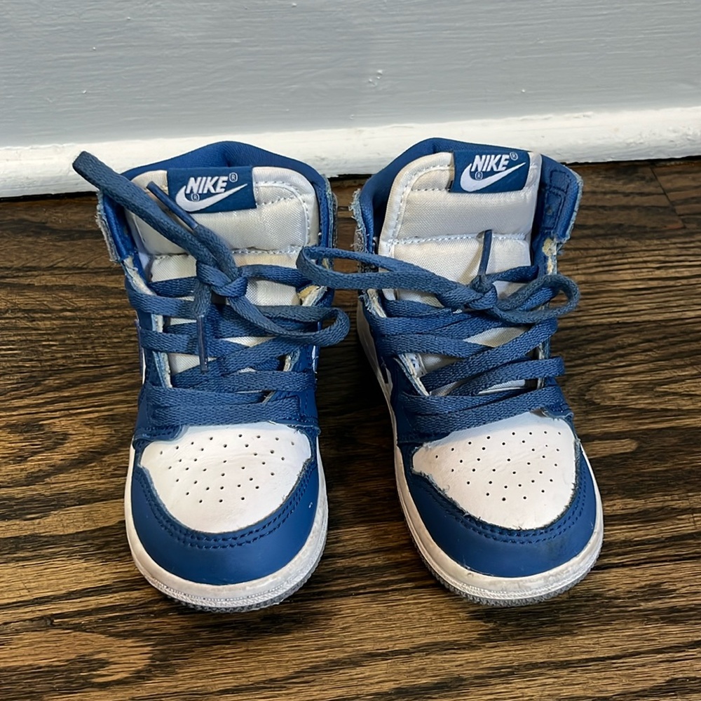 Blue and Gray Jordan Nikes 8C for toddlers.